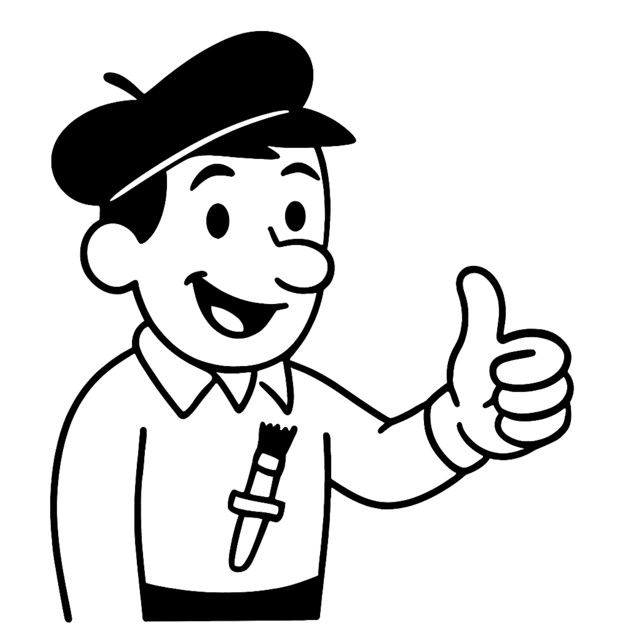Happy artist giving thumbs up